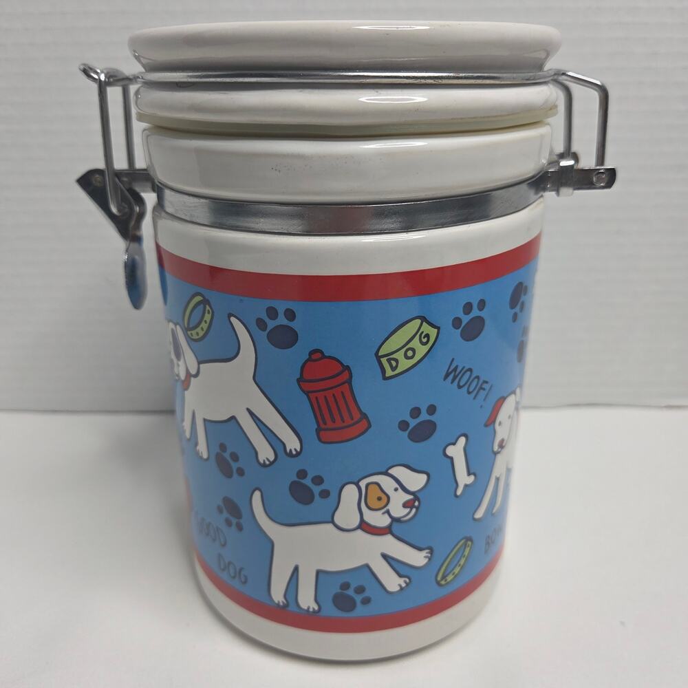 Vintage Paw Prints Stoneware Dog Treat Jar Cookie Jar By Riviera Van Beers